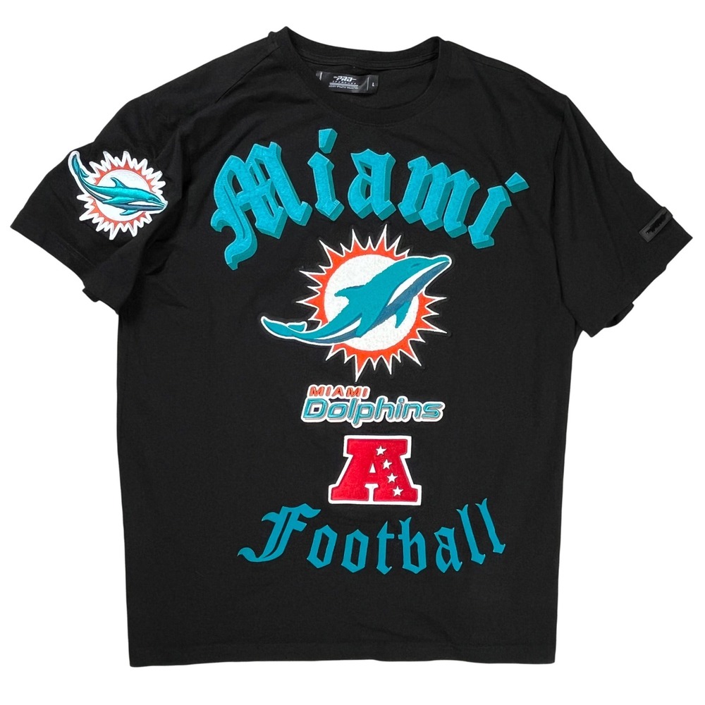 Miami Dolphins Pro Standard Shirt Men Large Black Patch NFL Football Old English
